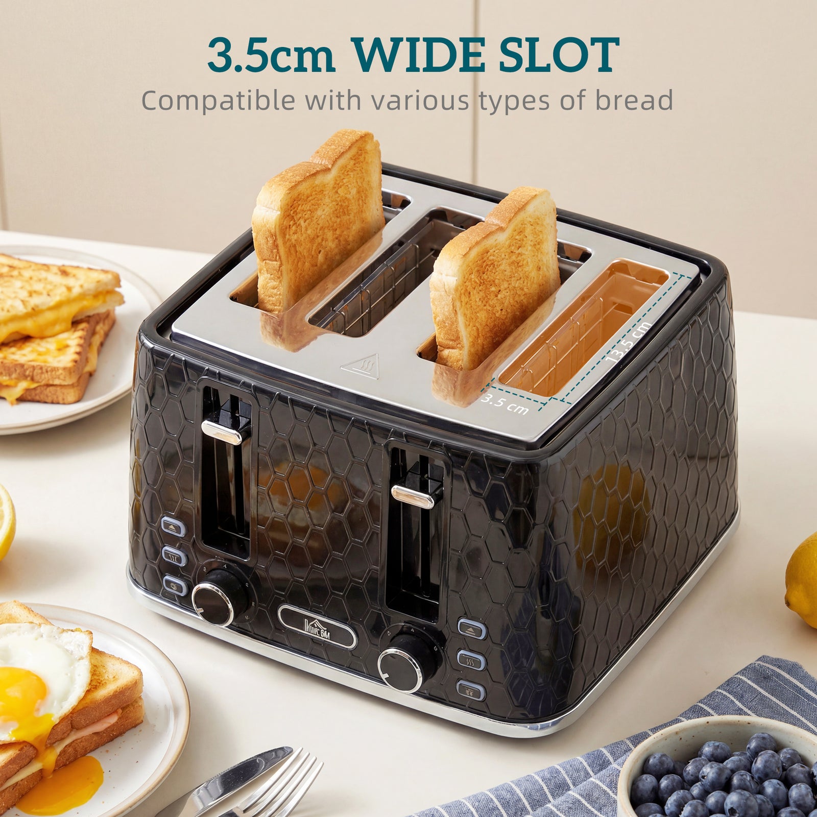 Kettle And Toaster Set With Strix Thermostat, Crumb Tray | Black