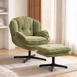 Armchair With Footstool, 360-degree Swivel Accent Chair | Green