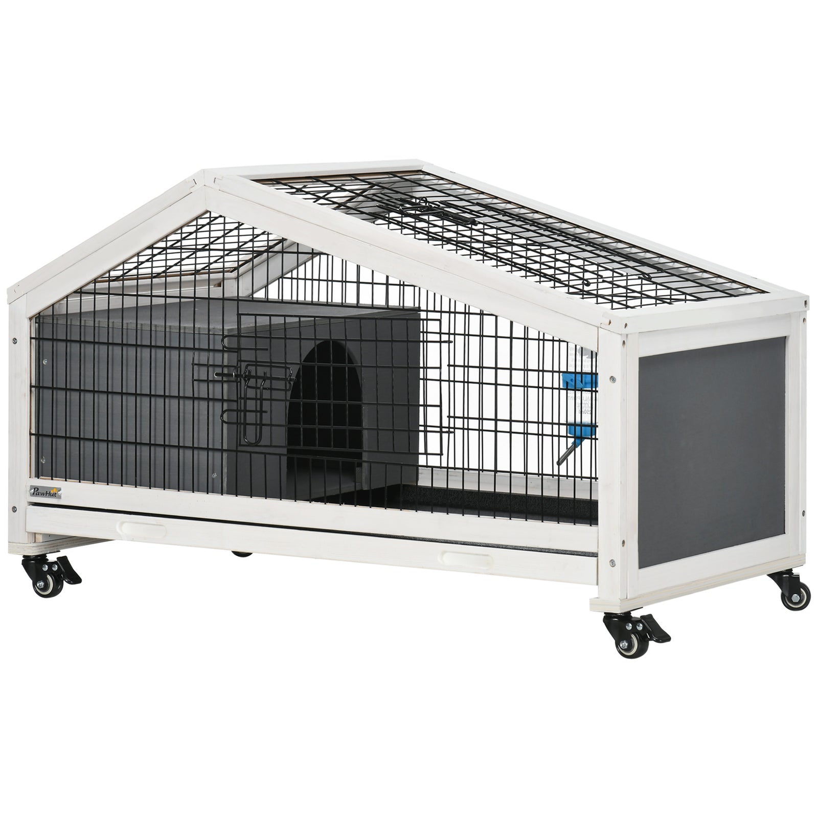 Rabbit Cage With Water Bottle, Wheels, Plastic Slide-out Tray 
Dark Grey