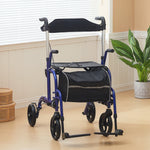 2 In 1 Wheelchair & Folding Rollator Walker Combo, Pearl Blue