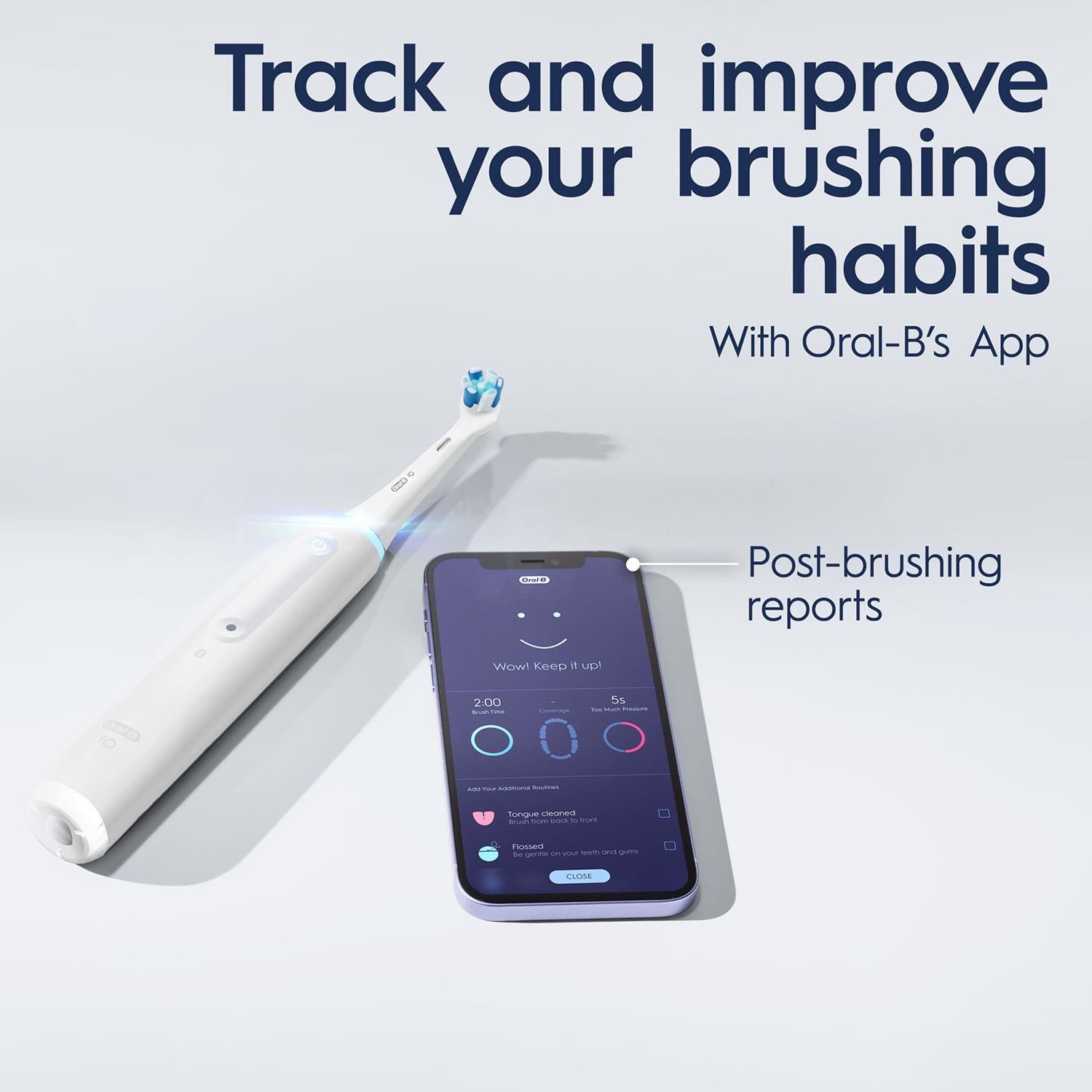 Io4 Electric Rechargeable Toothbrush With 4 Modes & Uk 2 Pin Plug, White