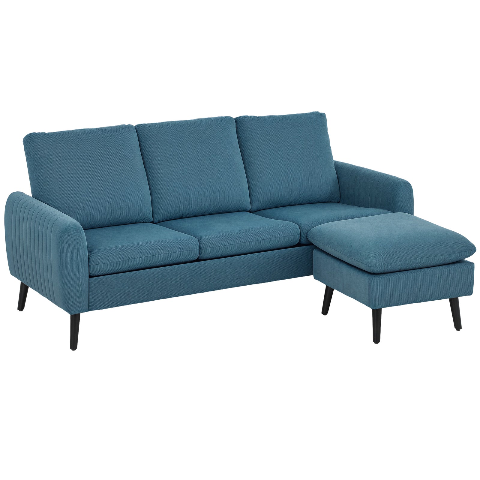 3 Seater Corner Sofa Couch Settee With Chaise Lounge | One Size | Blue