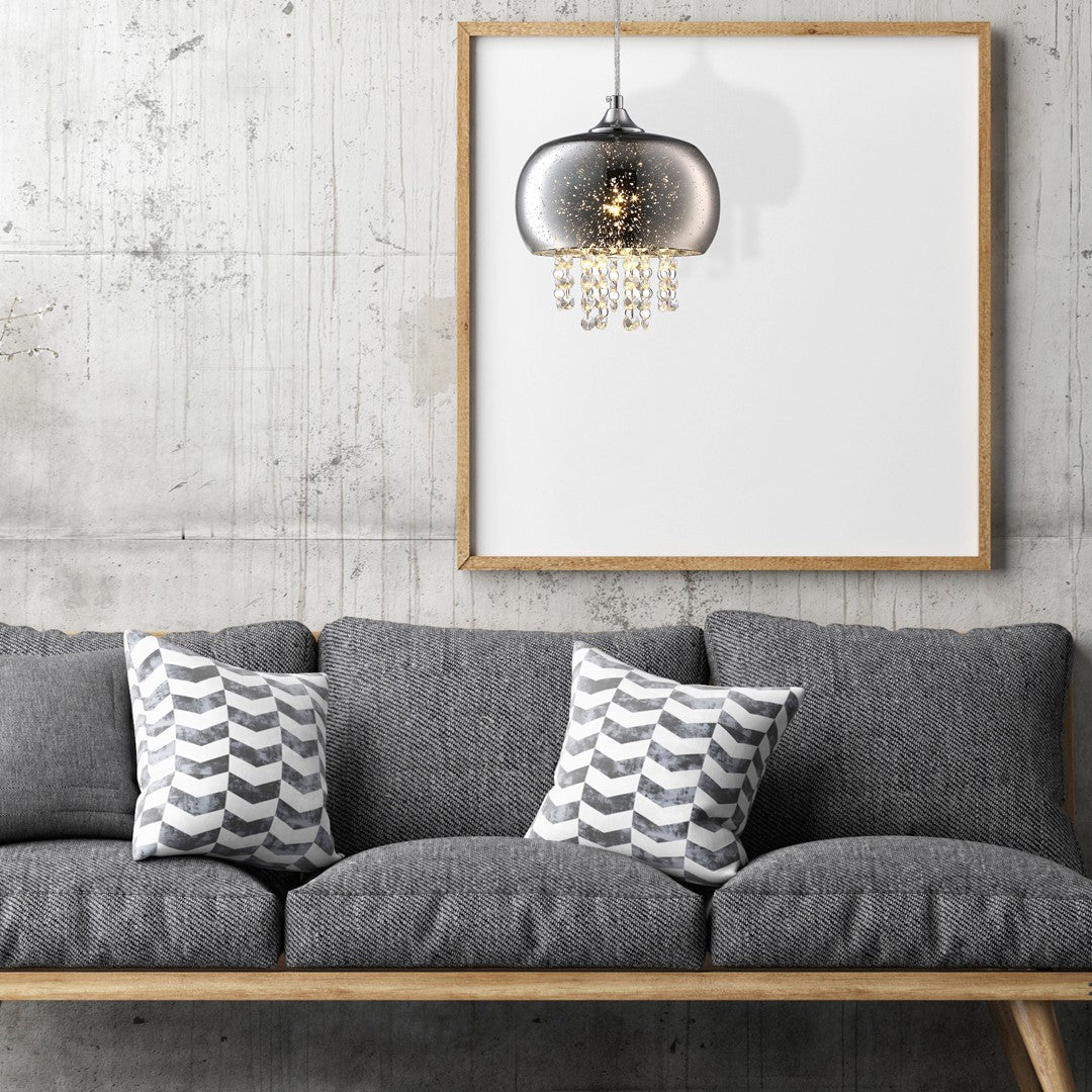 Starlight Chrome Pendant Lamp 1xe14 A Stunning Range With 22cm Glass Shades Housing Chrome Fitments And Gorgeous Crystals