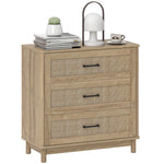 HOMCOM 3 Drawer Chest Of Drawers, Wide Storage Unit For Living Room, Oak