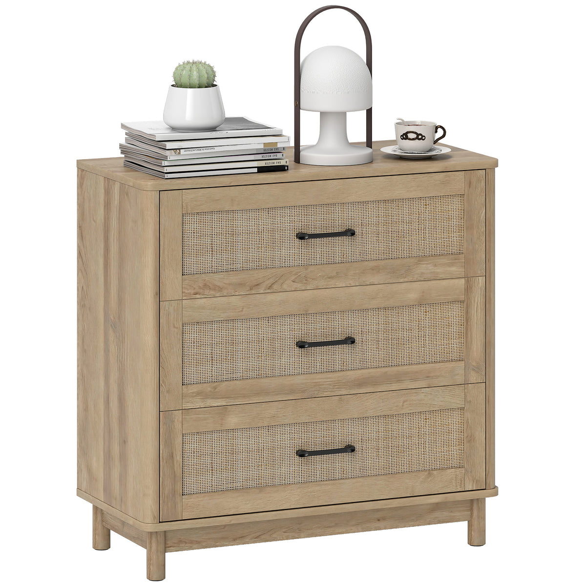 3 Drawer Chest Of Drawers, Wide Storage Unit For Living Room, Oak