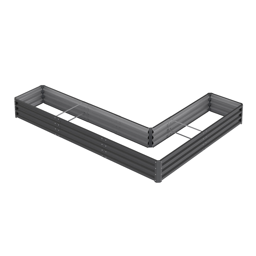 L-shaped Galvanized Steel Raised Garden Bed | One Size | Grey