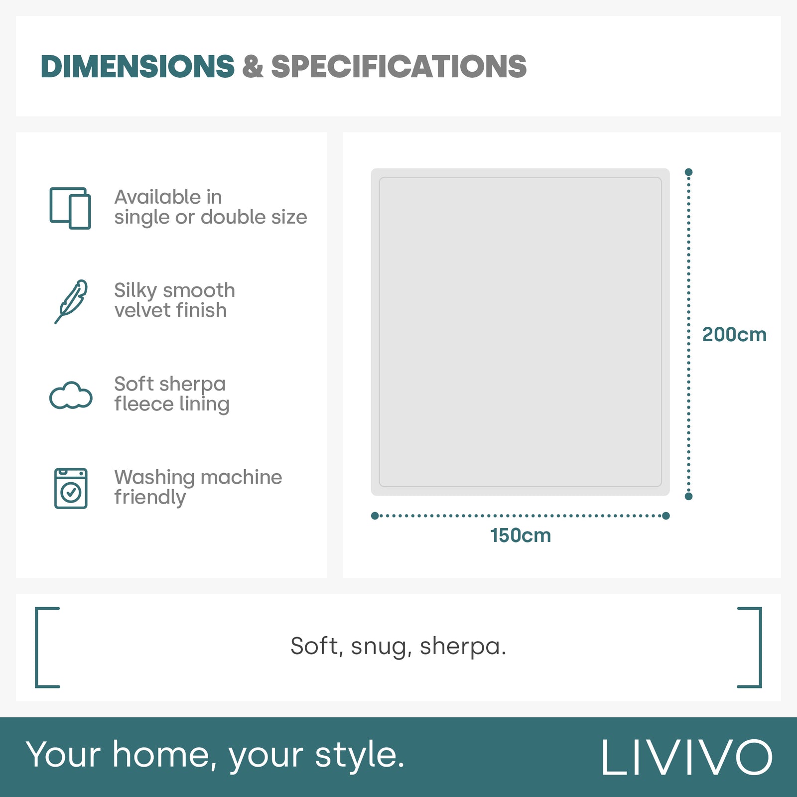 Double Sherpa Fleece Blanket - Misty Grey