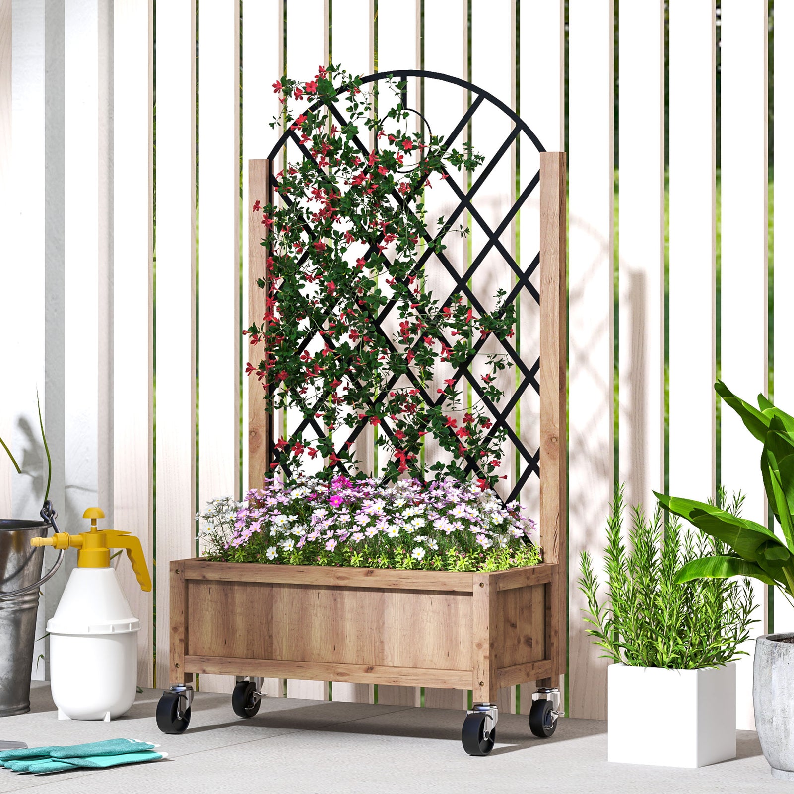 Raised Garden Bed With Metal Trellis