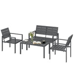 4 Piece Garden Furniture Set, Hdpe Metal Outdoor Sofa | Dark Grey