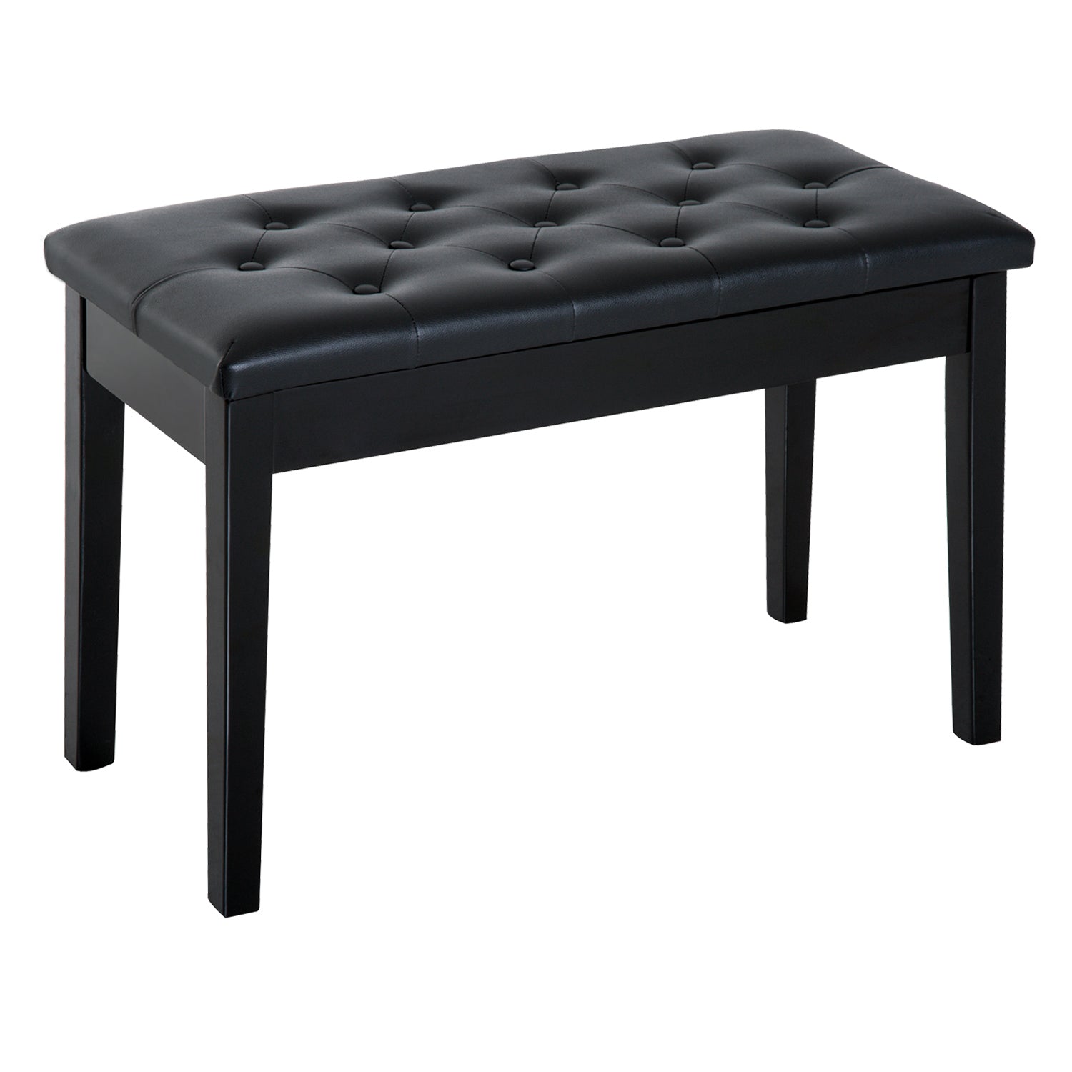 Classic Piano Bench Padded Seat Makeup Stool Solid Wood | One Size | Black