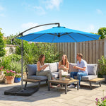 3(m) Banana Parasol Cantilever Umbrella Garden W/ Base Weights | Blue