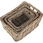 Rattan Rectangular Grey Rattan Storage Baskets | Set-of-3