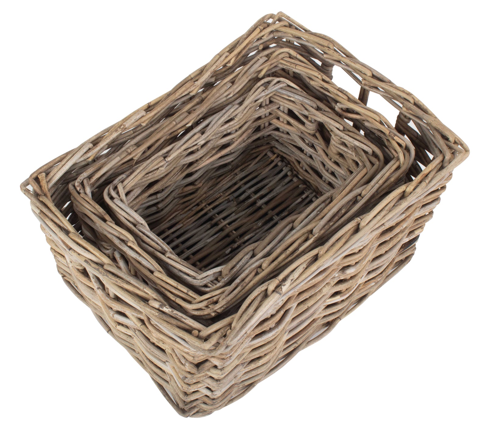 Rattan Rectangular Grey Rattan Storage Baskets | Set-of-3