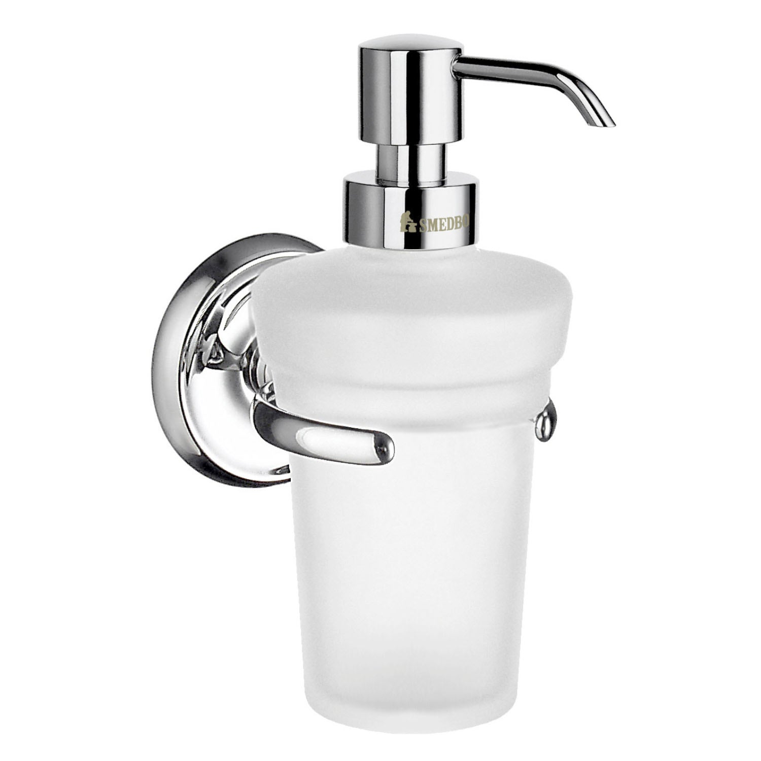 Frosted Glass 250ml Soap Dispenser With Chrome Wall Mount | Polished Chrome