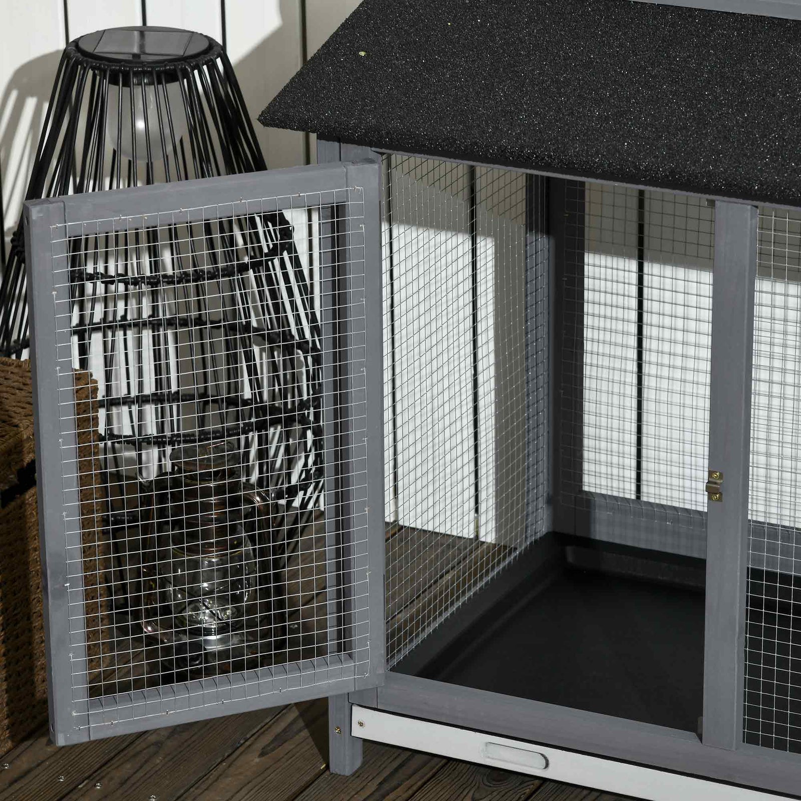 Two-tier Wooden Rabbit Hutch Guinea Pig Hutch W/ Two Runs, Slide-out Tray, Ramp