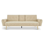 Lora Faux Leather Sofa Bed 3 Seater | Cream