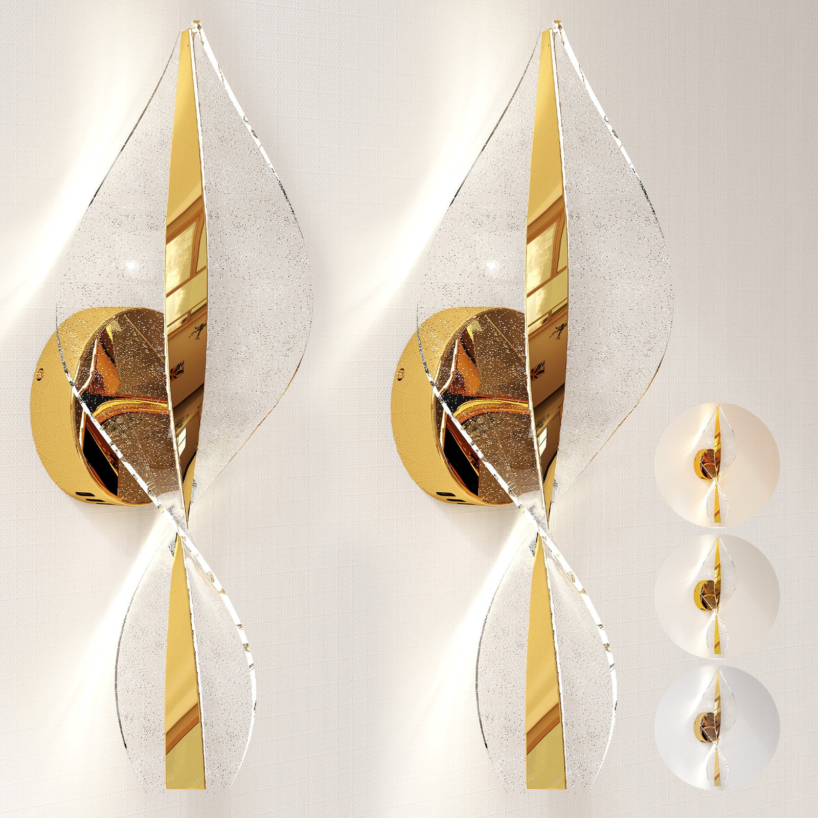 Led Wall Lamp 2 Pack, Modern Indoor Spiral Wall Light | Gold