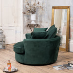 Havana Velvet Swivel Base Cuddle Chair | Green