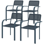 Garden Chairs Set, Stackable & Rattan Effect | Dark Grey