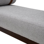 Modern Upholstered Bench With Bolster Pillow, Fine Linen Fabric Bedroom Bench With Metal Legs For End Of Bed | Light Grey