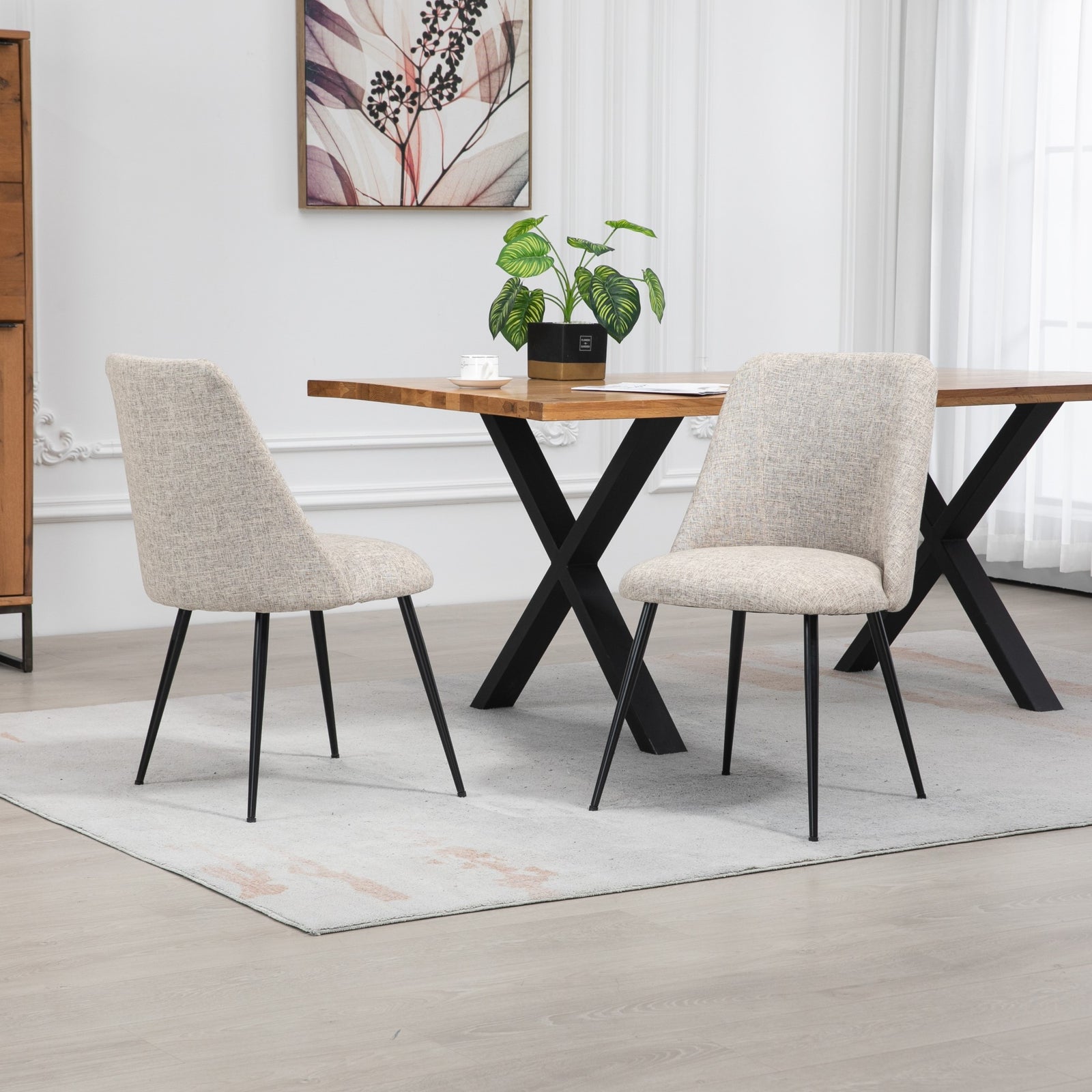 Set Of 2 Morandi Fabric Dining Chairs | Brown