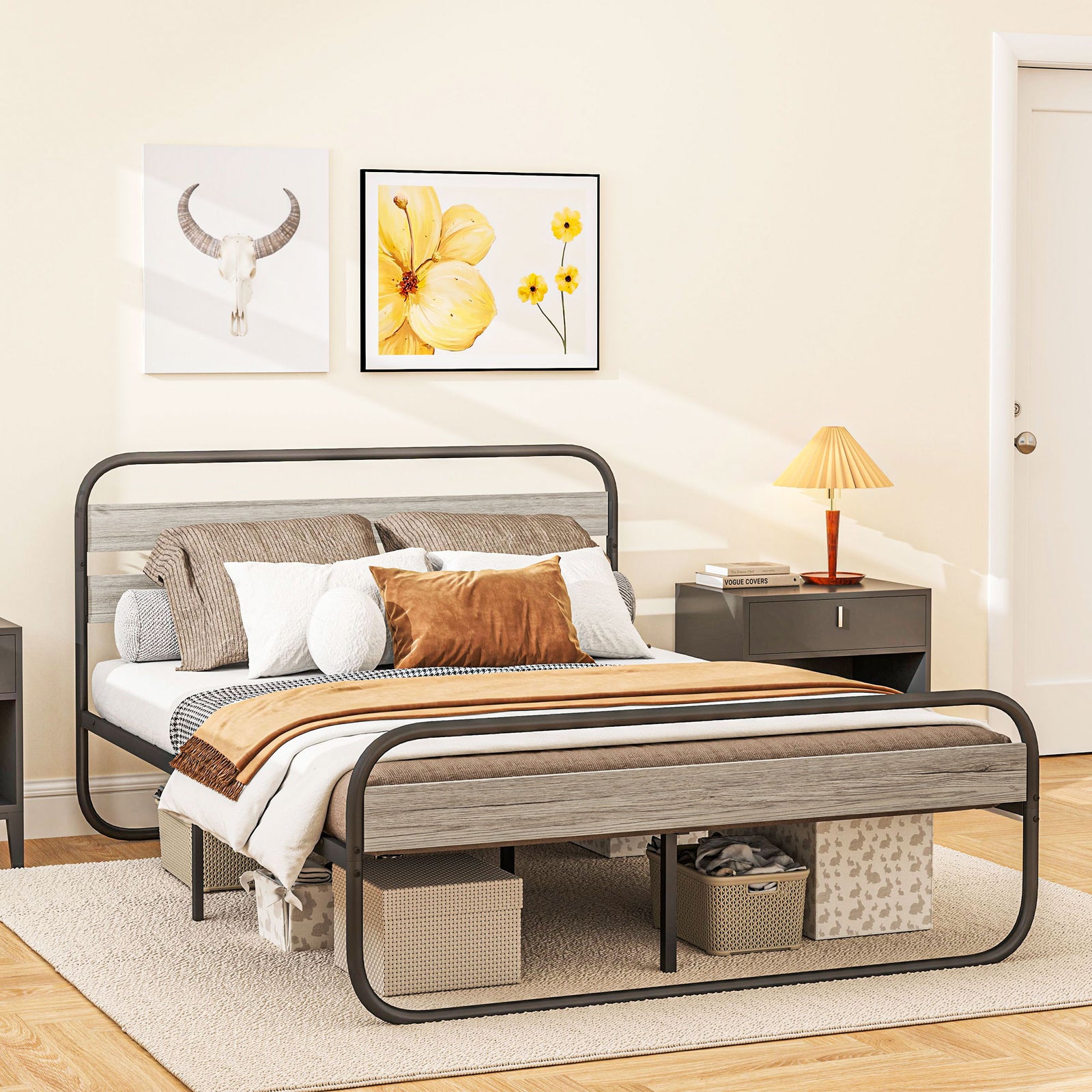 Single/double/king Metal Bed Frame With Under Bed Storage | King