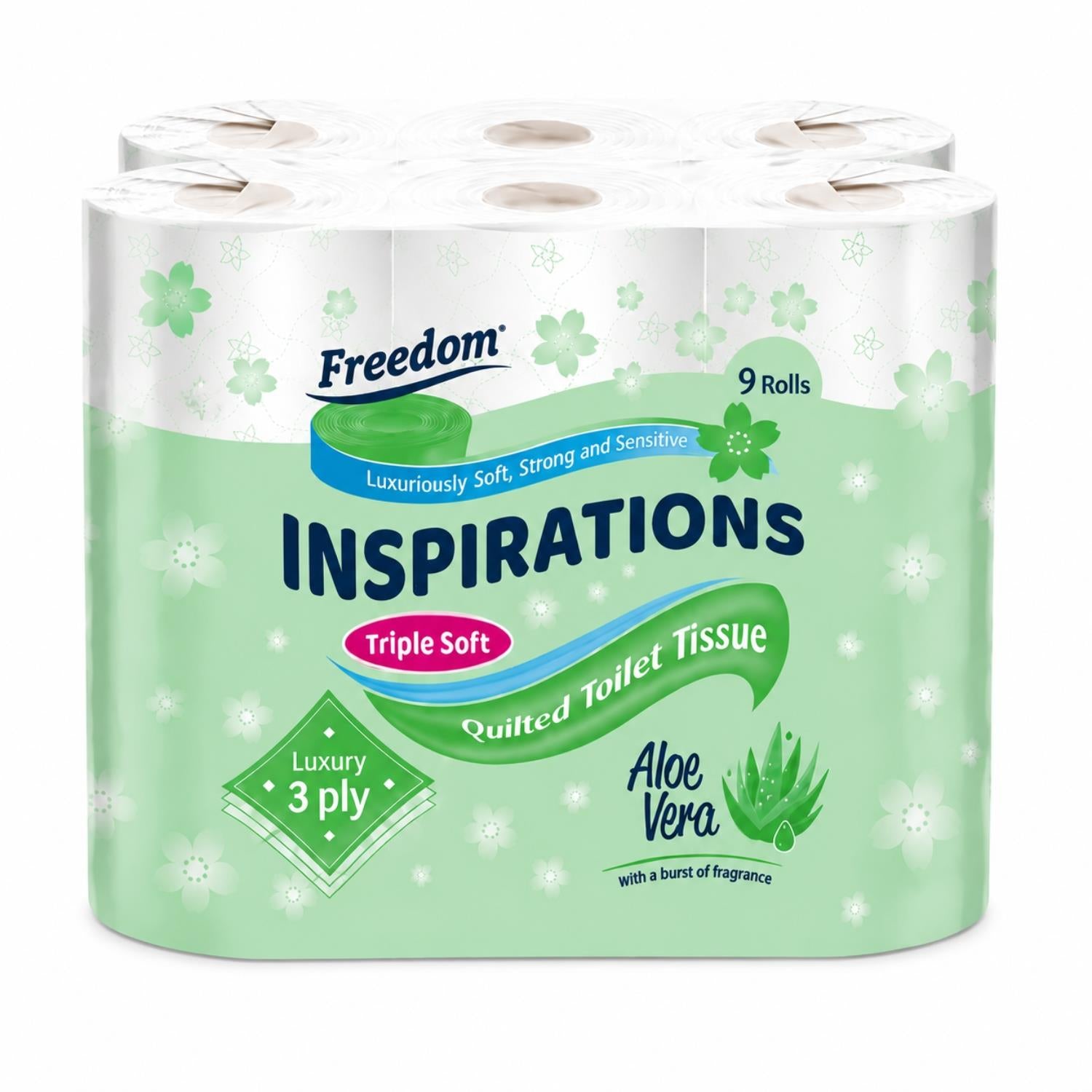 Freedom Aloe Vera 3-ply 45 Rolls + Rhino Jumbo Kitchen Towels 24 Rolls