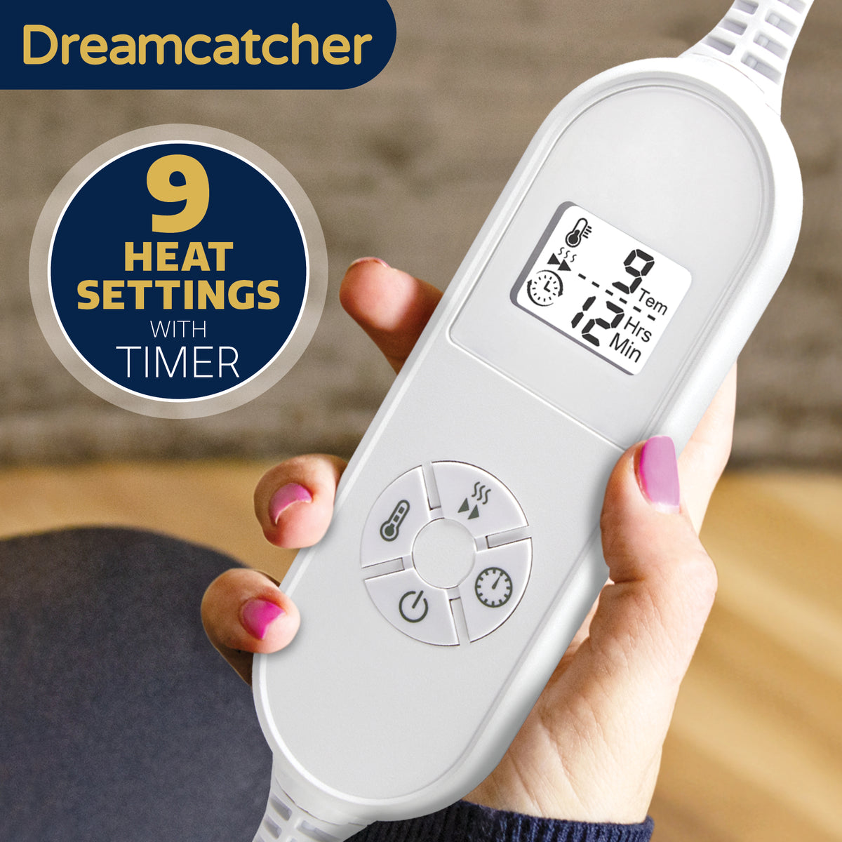 Dreamcatcher Deluxe Xl Electric Throw Heated Double Over Blanket Soft Fleece Black 9 Heat & 12hr Timer