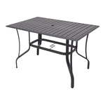 Rectangular Garden Metal Slatted Coffee Table - 120/150cm W X 80/90cm D X 75cm H | Medium | Black