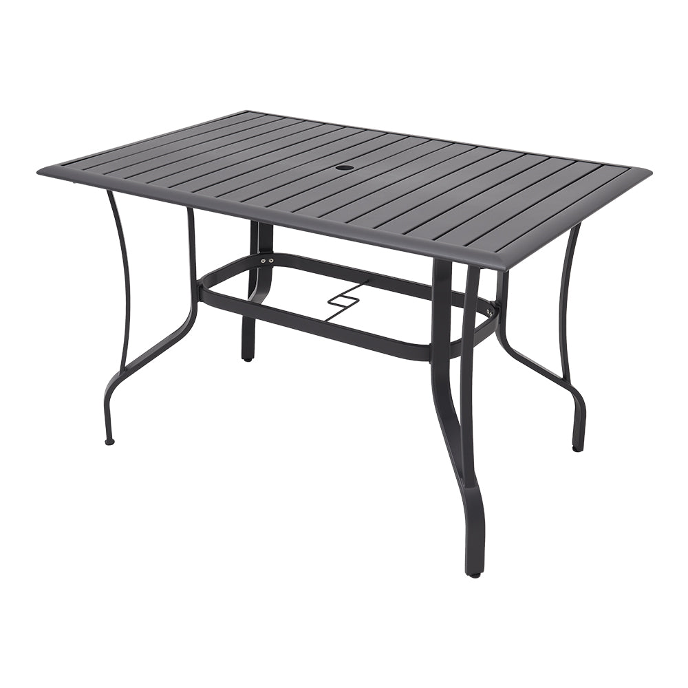Rectangular Garden Metal Slatted Coffee Table - 120/150cm W X 80/90cm D X 75cm H | Medium | Black