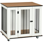 Dog Crate Table W/ Wheels, For Medium Dogs - White