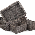 Antique Wash Finish Wicker Tray | Set-of-4 | Brown
