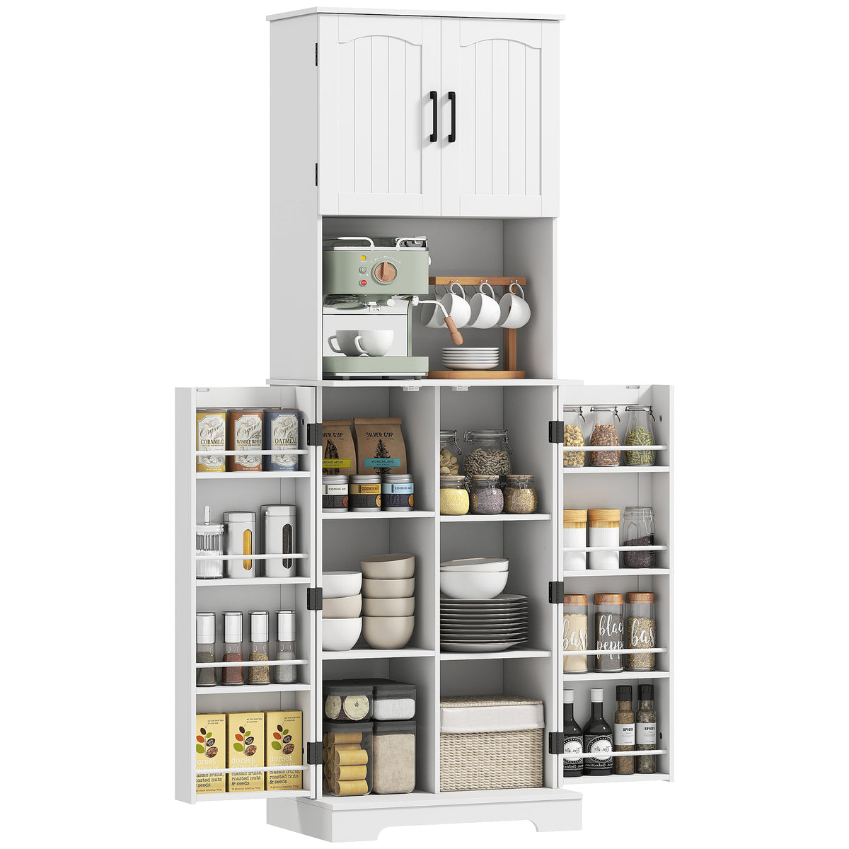 HOMCOM Storage Cabinet With Doors And Open Storage Shelf, White