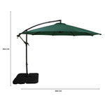 Cantilever Parasol 3m With Square Base | Green