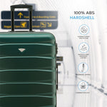 Set Of 3 Hard Shell Suitcase Cabin & Check In Cases With Tsa Lock - Overhead Cabin With Medium & Large Check-in Bag | Set of 3 | Forest Green