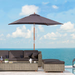 2x1.5m Wooden Patio Umbrella Parasol | Dark Gray
