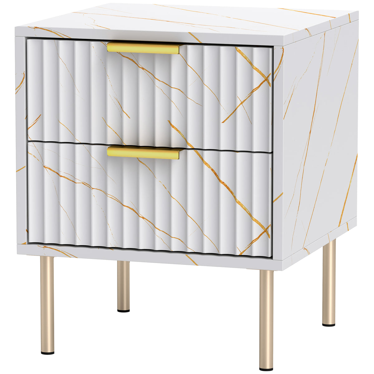 Bedside Table Bedside Cabinet With 2 Drawers For Bedroom | One Size | White