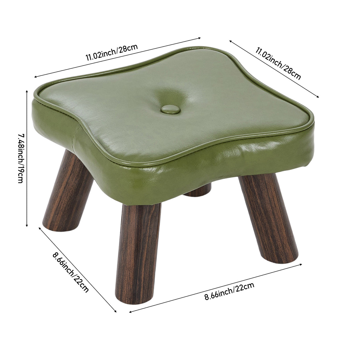 Pu Upholstered Footstool With Wooden Legs
