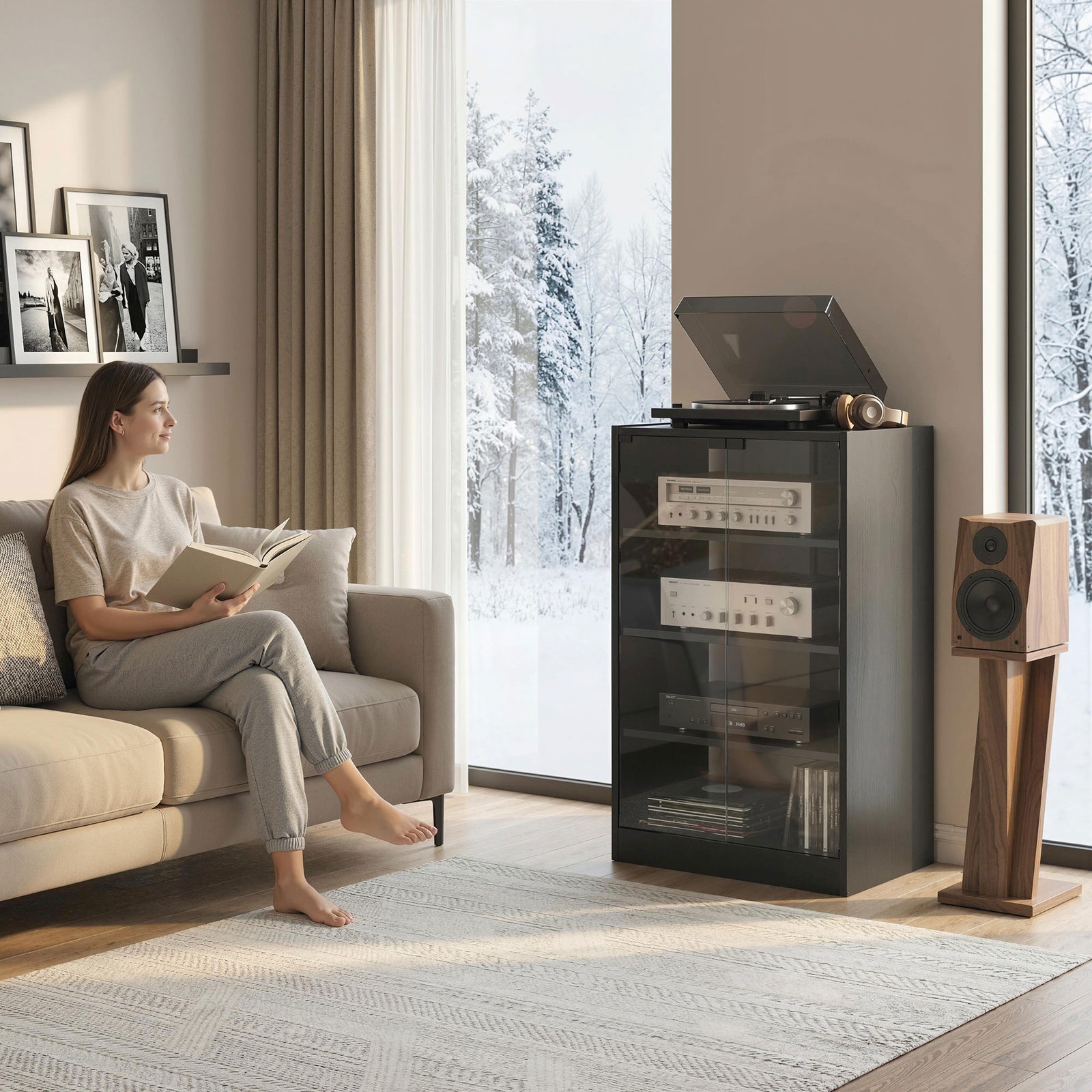 4-tier Hi-fi Stand With Adjustable Shelves | Black