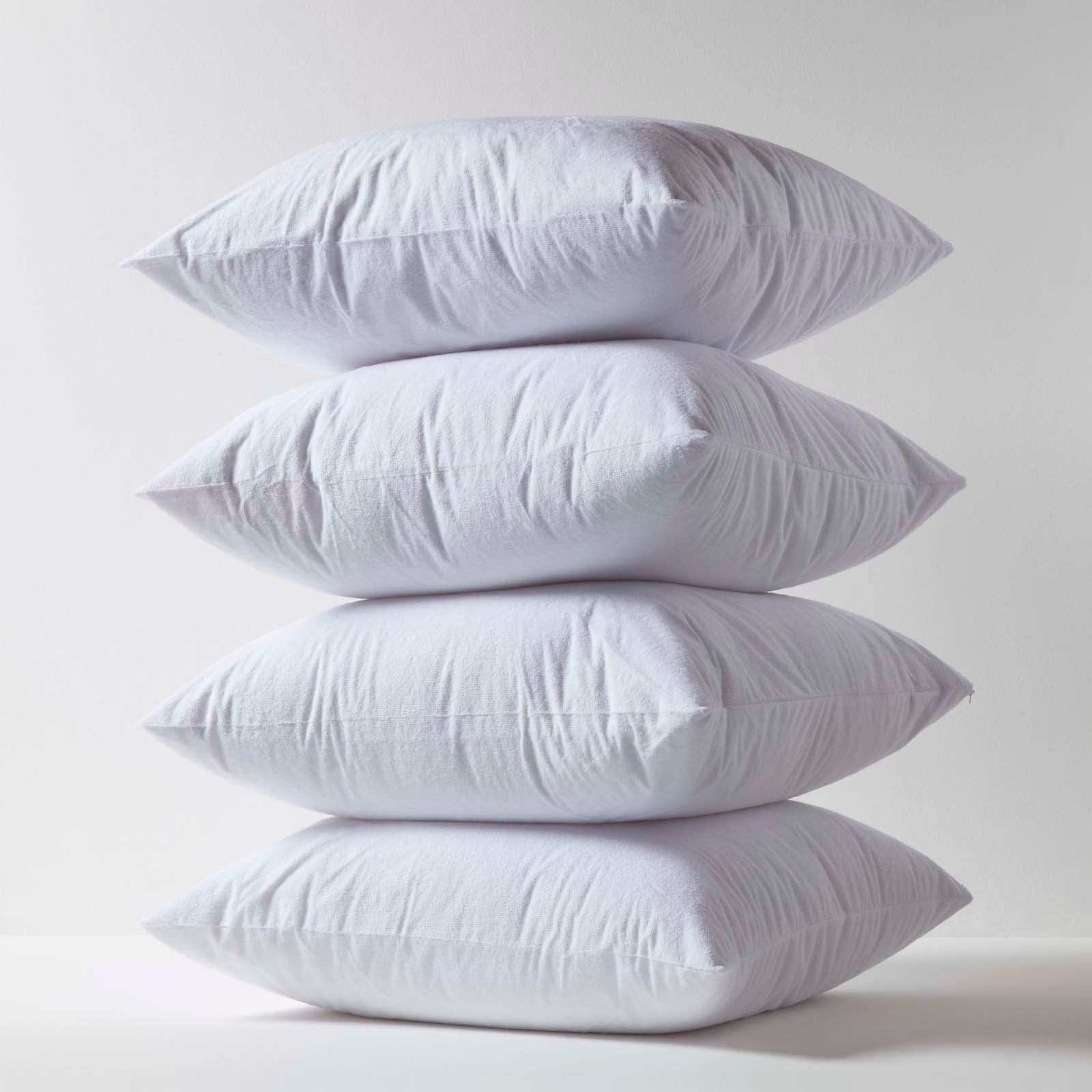 Terry Towelling Waterproof Pillow Protectors, Pack Of 4 | 65cm x 65cm | White