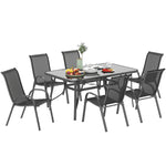 Garden Dining Set, 6 Seater W/ Parasol Hole, Charcoal