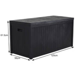 430L Large Garden Storage Box – Wooden Style Outdoor Storage Box, Waterproof, Durable & Easy to Assemble (No Wheels) | Black