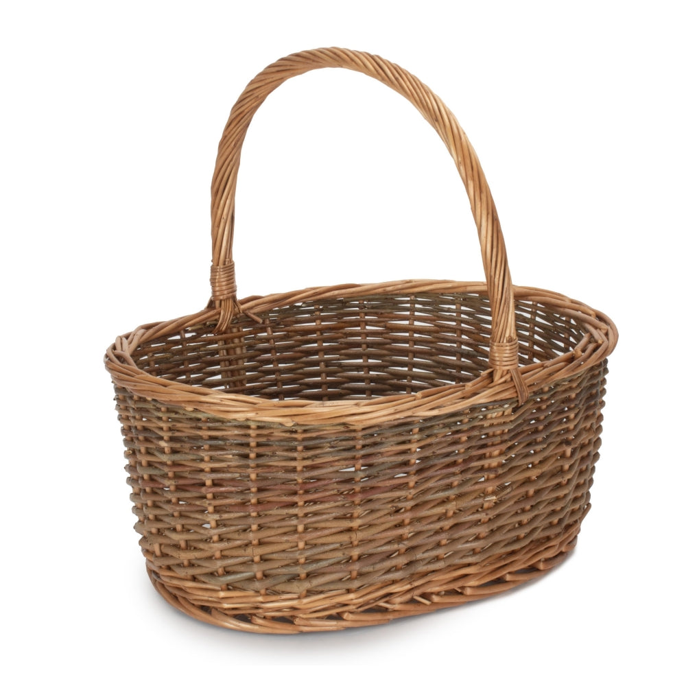 Oval Unpeeled Willow Shopping Basket | Small | Brown