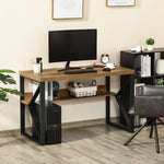 Workstation Desk With Storage Shelf, Brown
