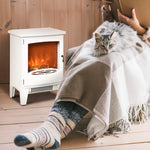 Freestanding Electric Fireplace Stove Heater With Led Flame | One Size | White