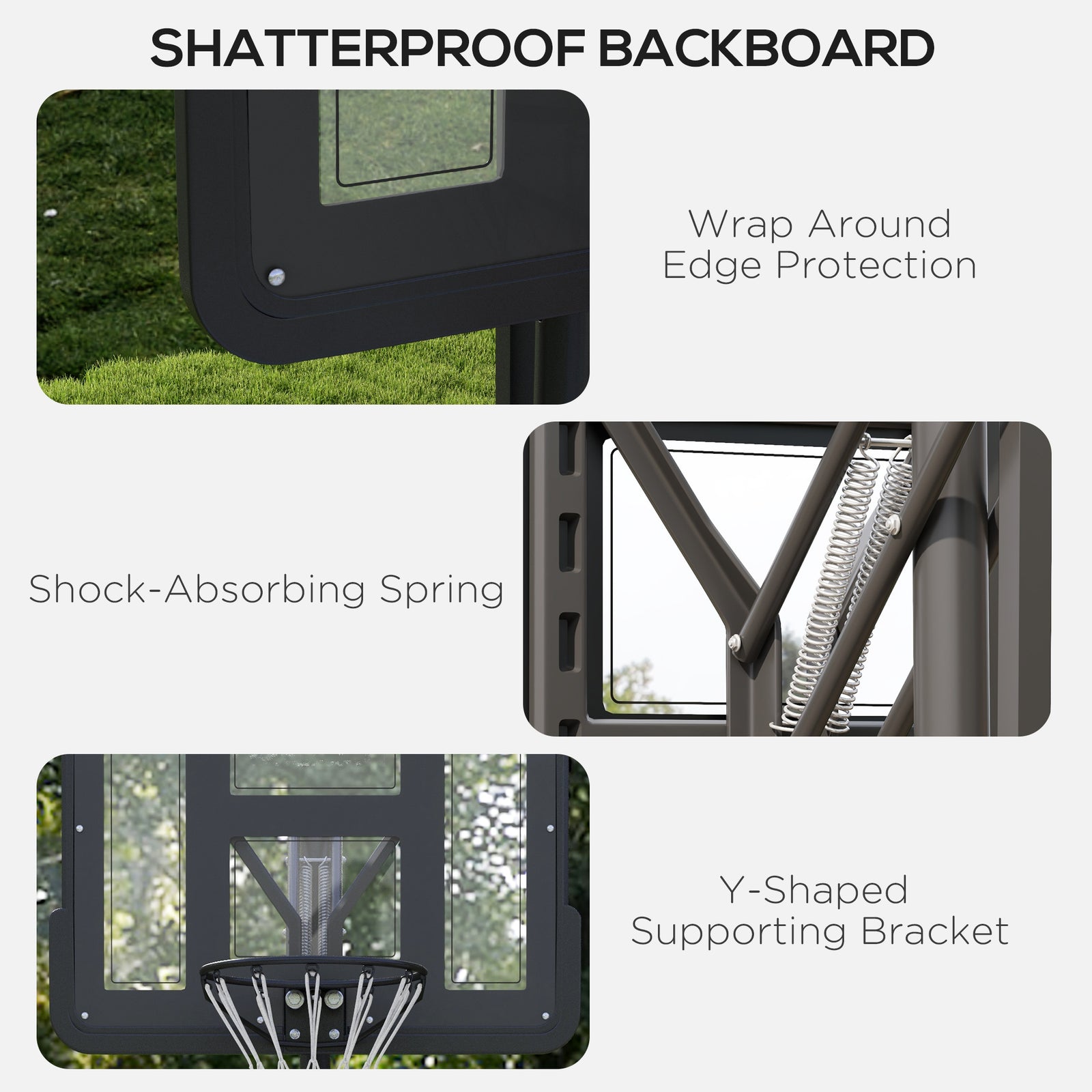 2.35-3.05m Basketball Hoop And Stand With Wheels | Black