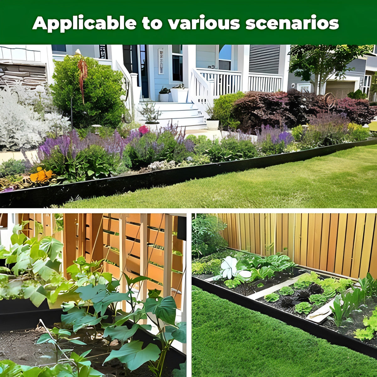 5-piece Galvanised Steel Lawn Edging Set With Serrated Edge | Black