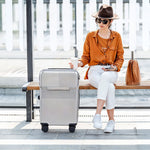 20 Inch Front Opening Suitcase With Tsa Lock And Usb Charging Port | Silver