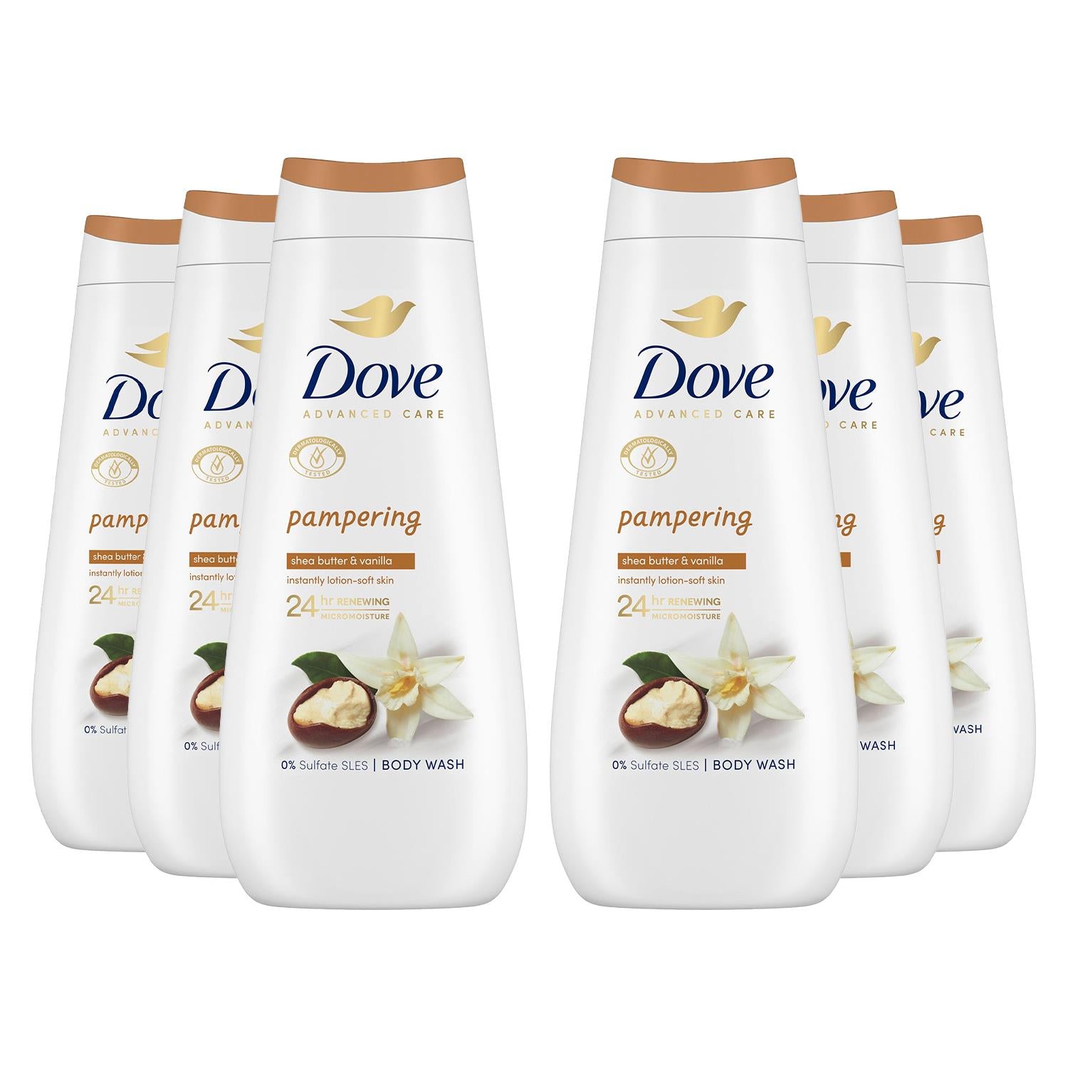 Advanced Care Body Wash Pampering 24hrs Renewing Micromoisture 400ml, 6pk