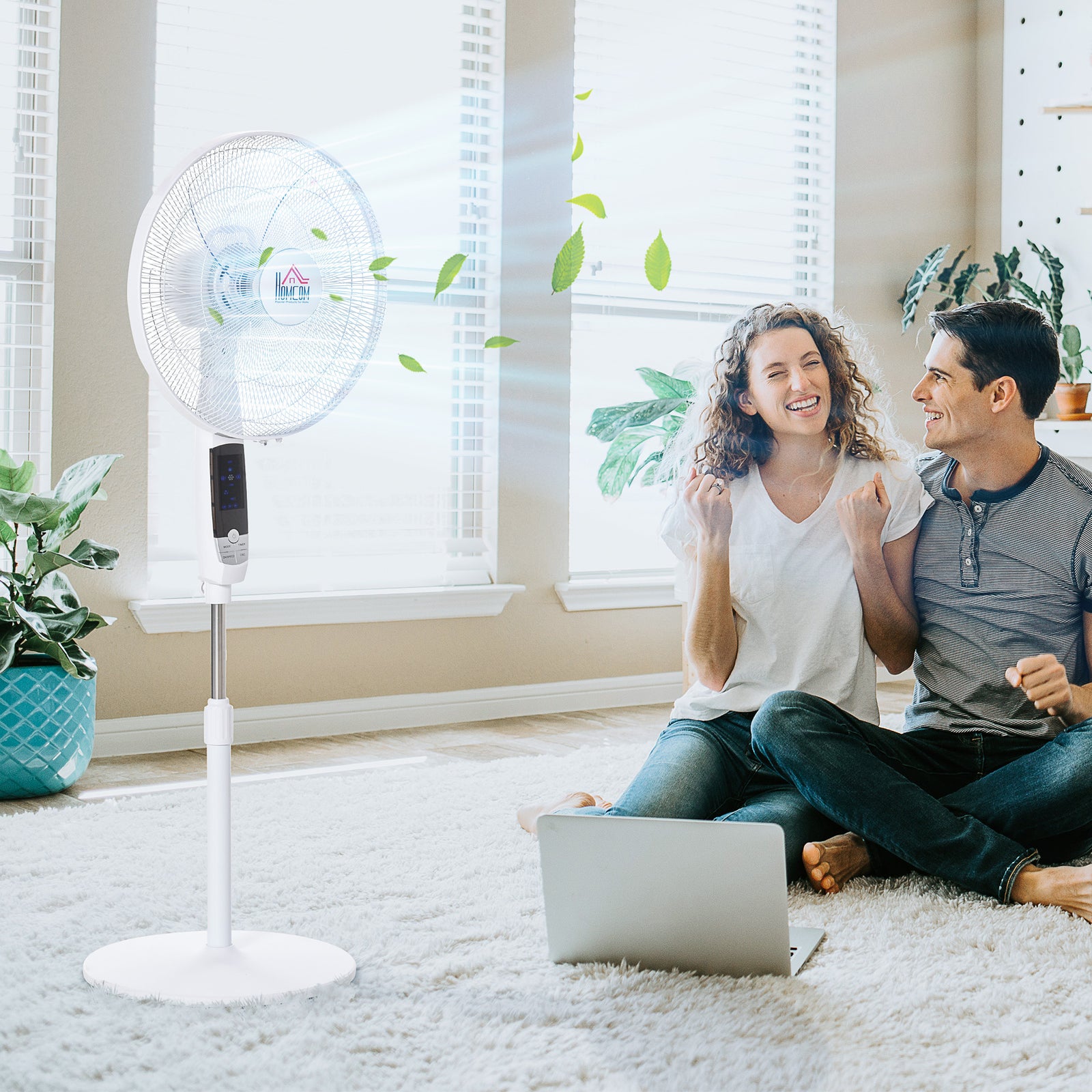 16" Pedestal Fan Height Adjustable 7.5h 85° Oscillation